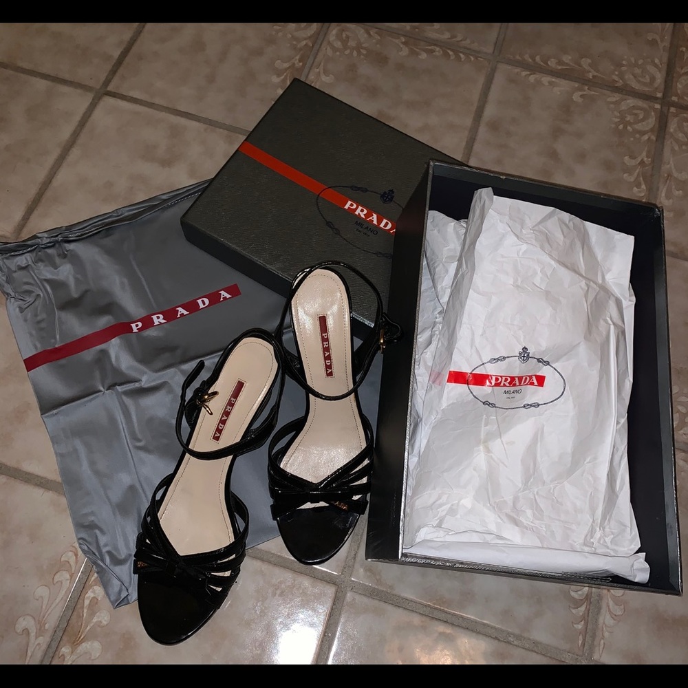 Prada Patent Leather wedge sandals